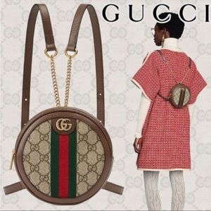 New in box GG Supreme Monogram Web Mini Ophidia Round Backpack